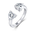 Duecuori Heart-Cut Moissanite Two-Stone Ring in Sterling Silver
