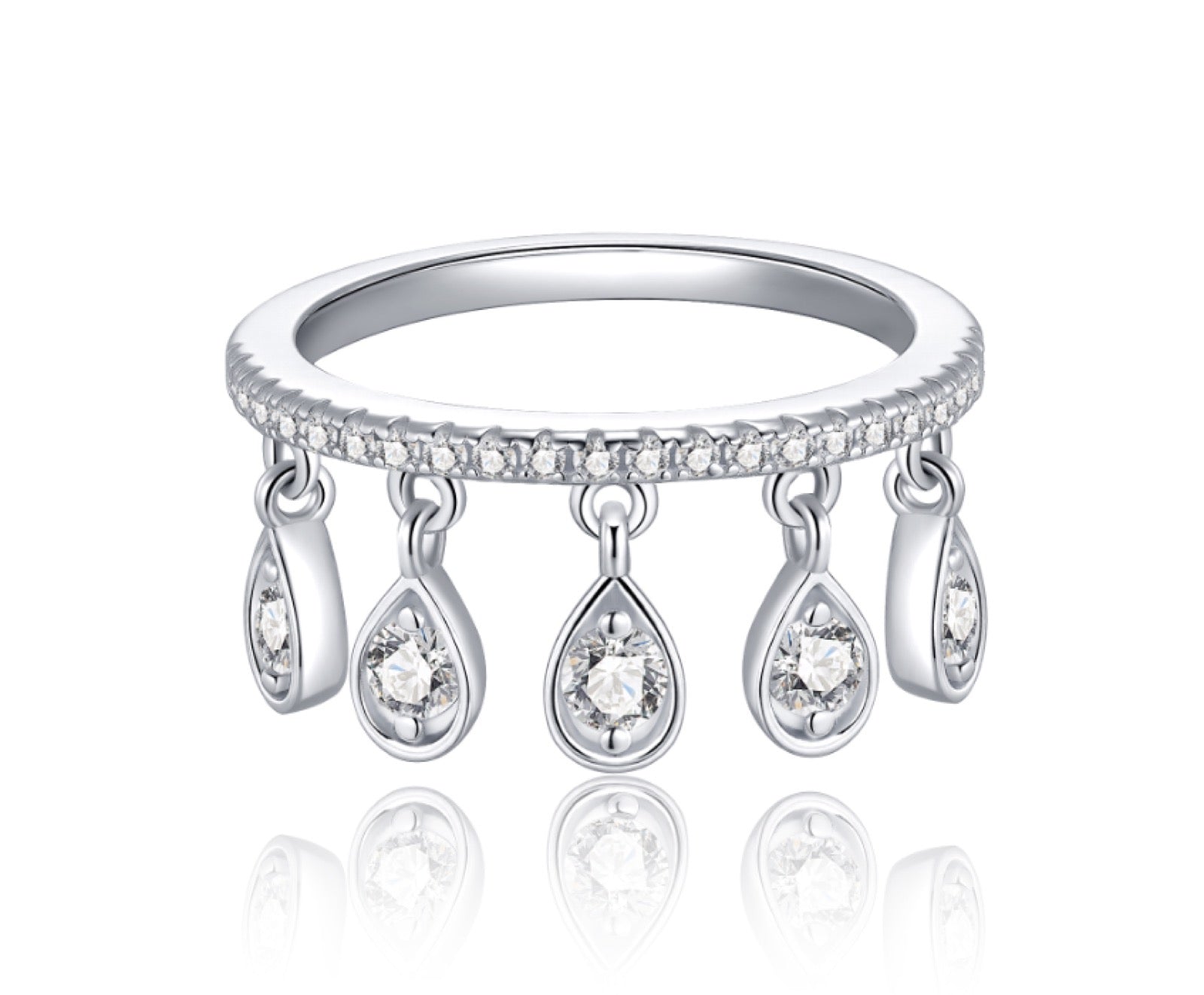 Gocce Moissanite Band Ring in Sterling Silver