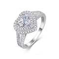 Amorosa Heart-Cut Moissanite Halo Ring in Sterling Silver