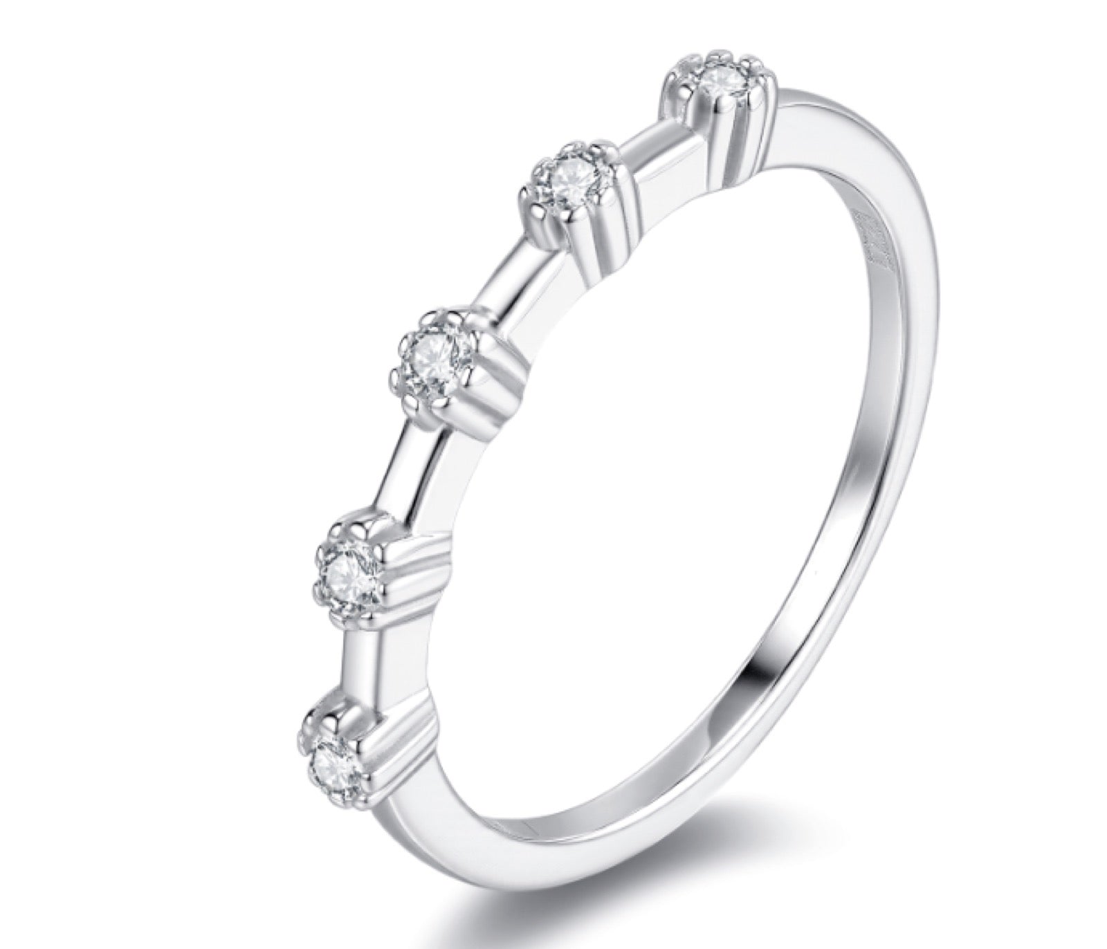 Stazione Moissanite Band Ring in Sterling Silver