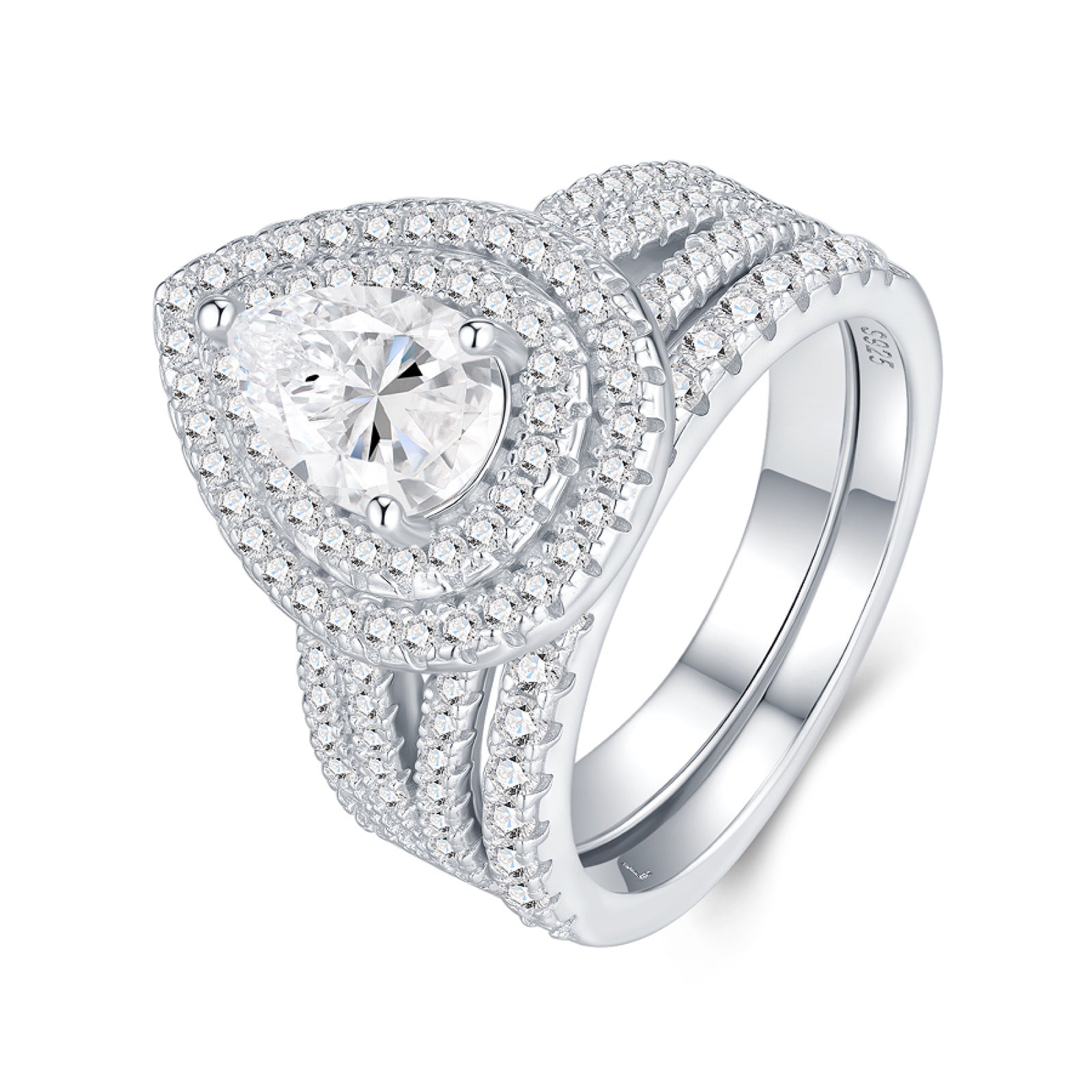 Peara Pear-Cut Moissanite Halo Ring in Sterling Silver