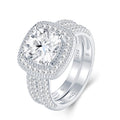 Ovaloha Cushion-Cut Moissanite Halo Ring in Sterling Silver