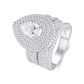 Peardome Pear-Cut Moissanite Halo Ring in Sterling Silver