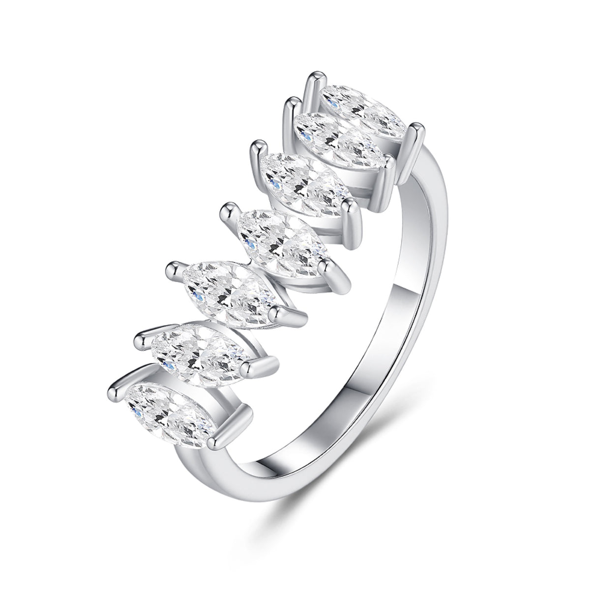 Foglietta Moissanite Band Ring in Sterling Silver