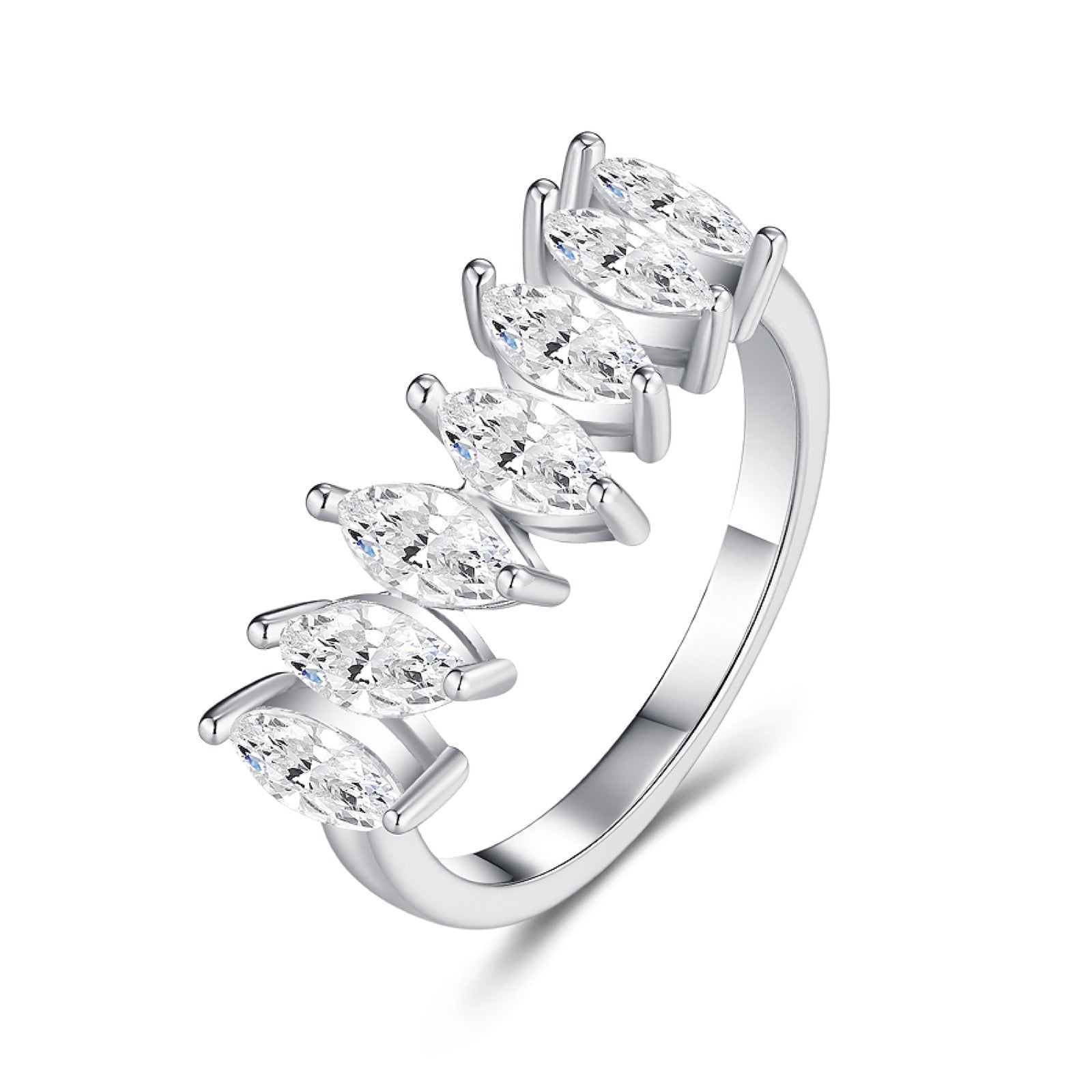 Foglietta Moissanite Band Ring in Sterling Silver