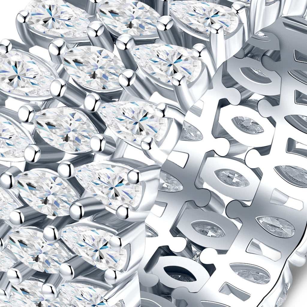 Baroque Moissanite Band Ring in Sterling Silver — detail