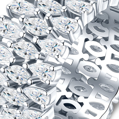 Baroque Moissanite Band Ring in Sterling Silver — detail