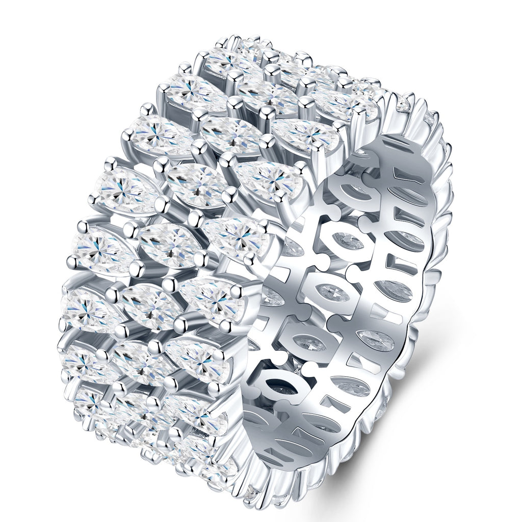 Baroque Moissanite Band Ring in Sterling Silver