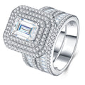 Emeraldroyal Emerald-Cut Moissanite Bridal Set Ring in Sterling Silver