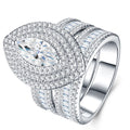 Marquiseroyal Marquise-Cut Moissanite Halo Ring in Sterling Silver