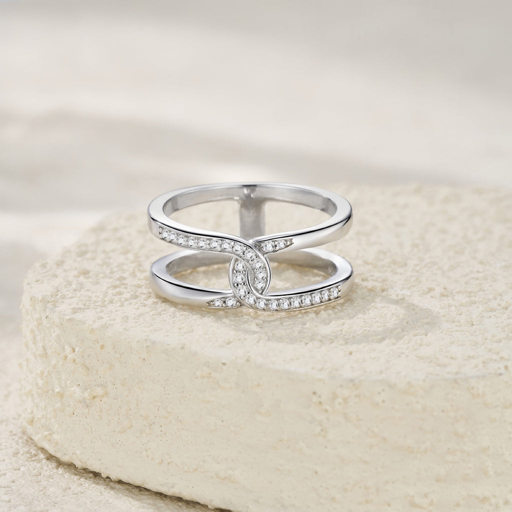 Legati Moissanite Band Ring in Sterling Silver
