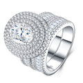 Ovalcrown Oval-Cut Moissanite Bridal Set Ring in Sterling Silver