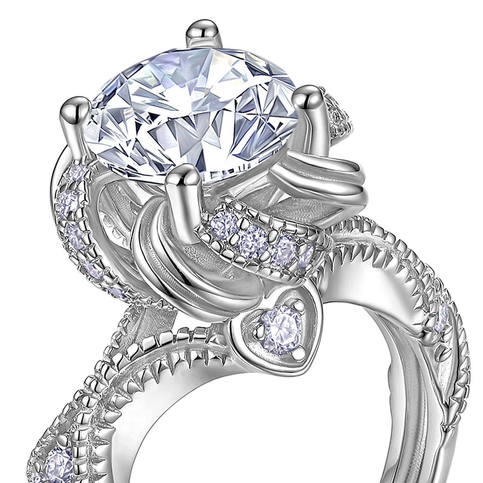 Vortex 2 Carat Moissanite Cluster Ring in Sterling Silver — detail