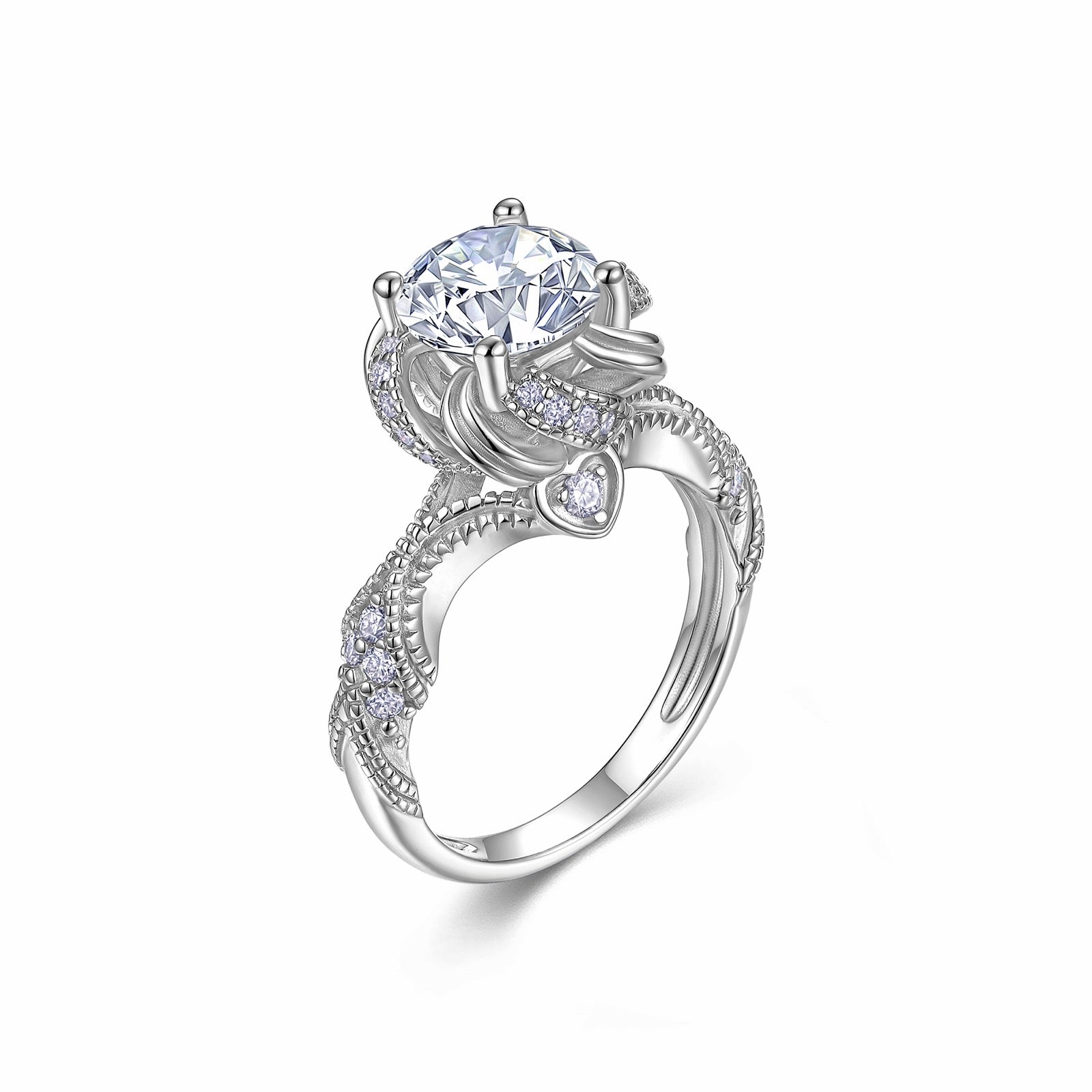 Vortex 2 Carat Moissanite Cluster Ring in Sterling Silver