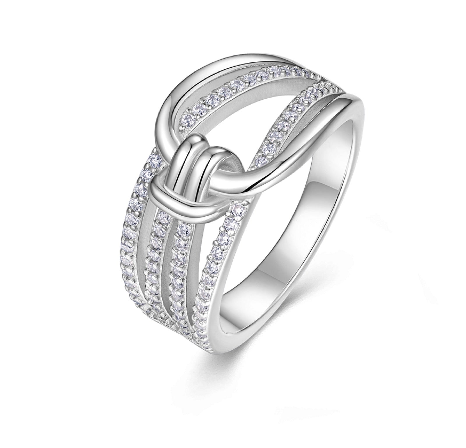 Knot Moissanite Band Ring in Sterling Silver