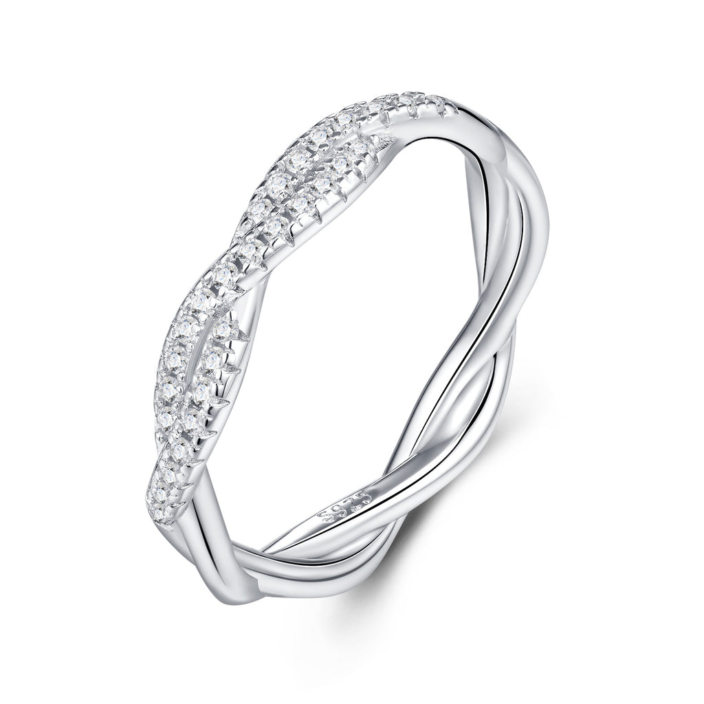 Torchon Moissanite Band Ring in Sterling Silver
