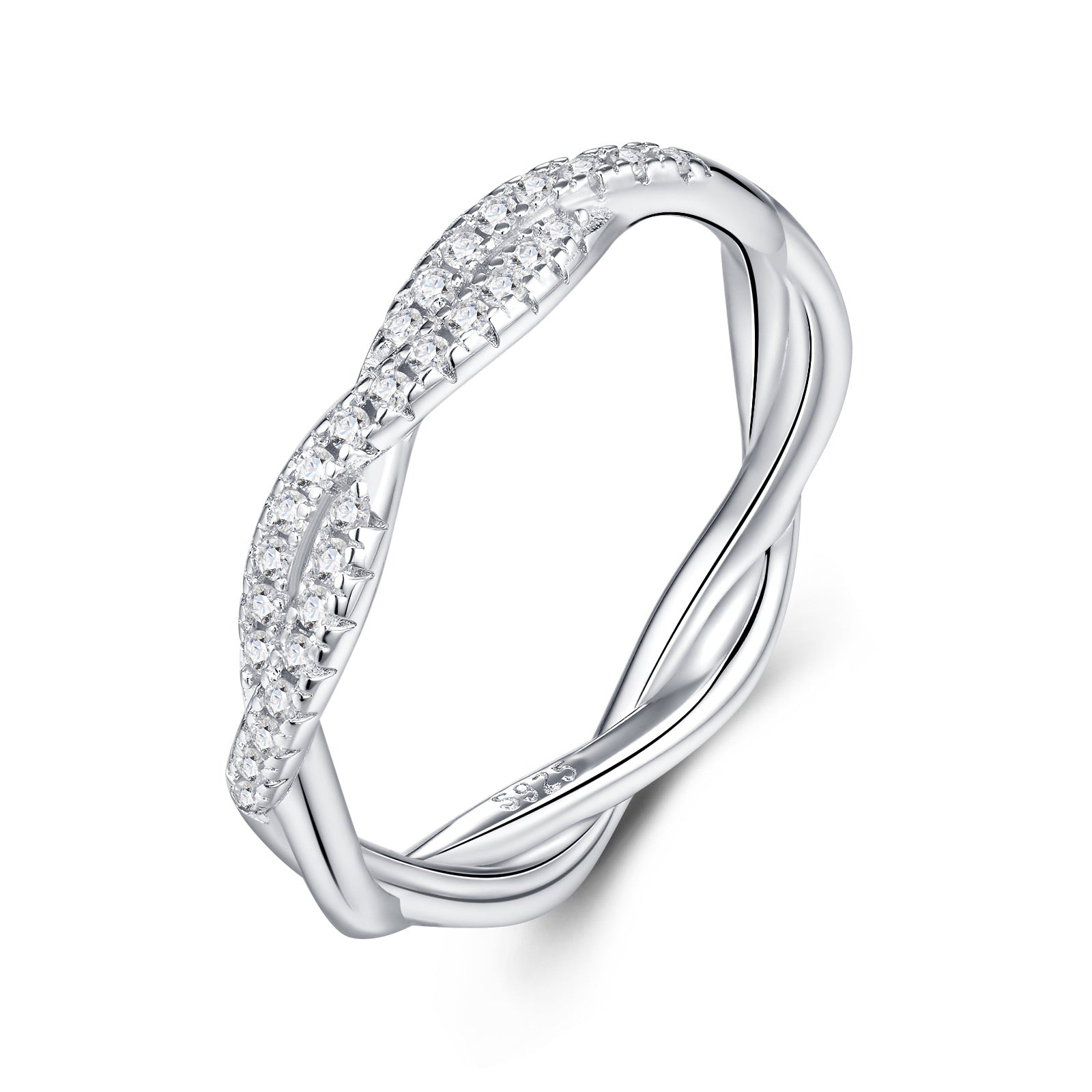 Torchon Moissanite Band Ring in Sterling Silver