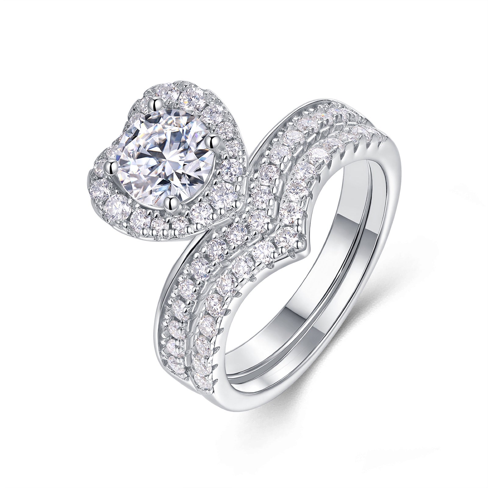 Cuoretta 1 Carat Moissanite Halo Ring in Sterling Silver