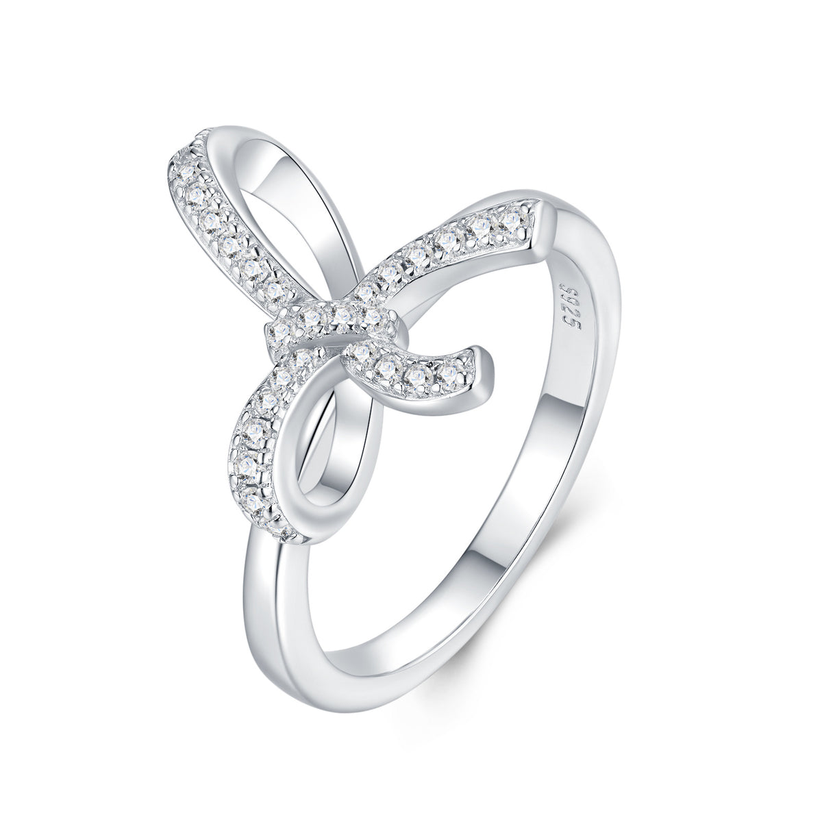 Bow Moissanite Bow Ring in Sterling Silver