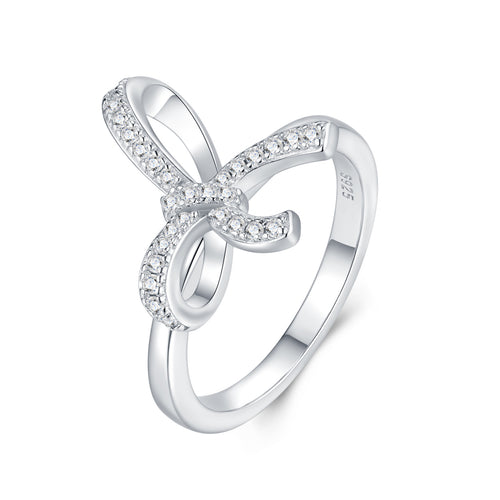 Bow Moissanite Bow Ring in Sterling Silver