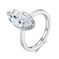 Occhio Marquise-Cut Moissanite Halo Ring in Sterling Silver