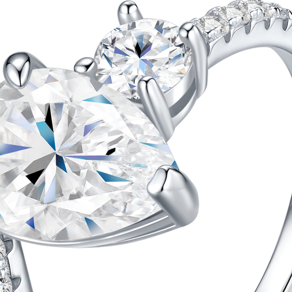 Peardash Pear-Cut Moissanite Solitaire Ring in Sterling Silver — detail