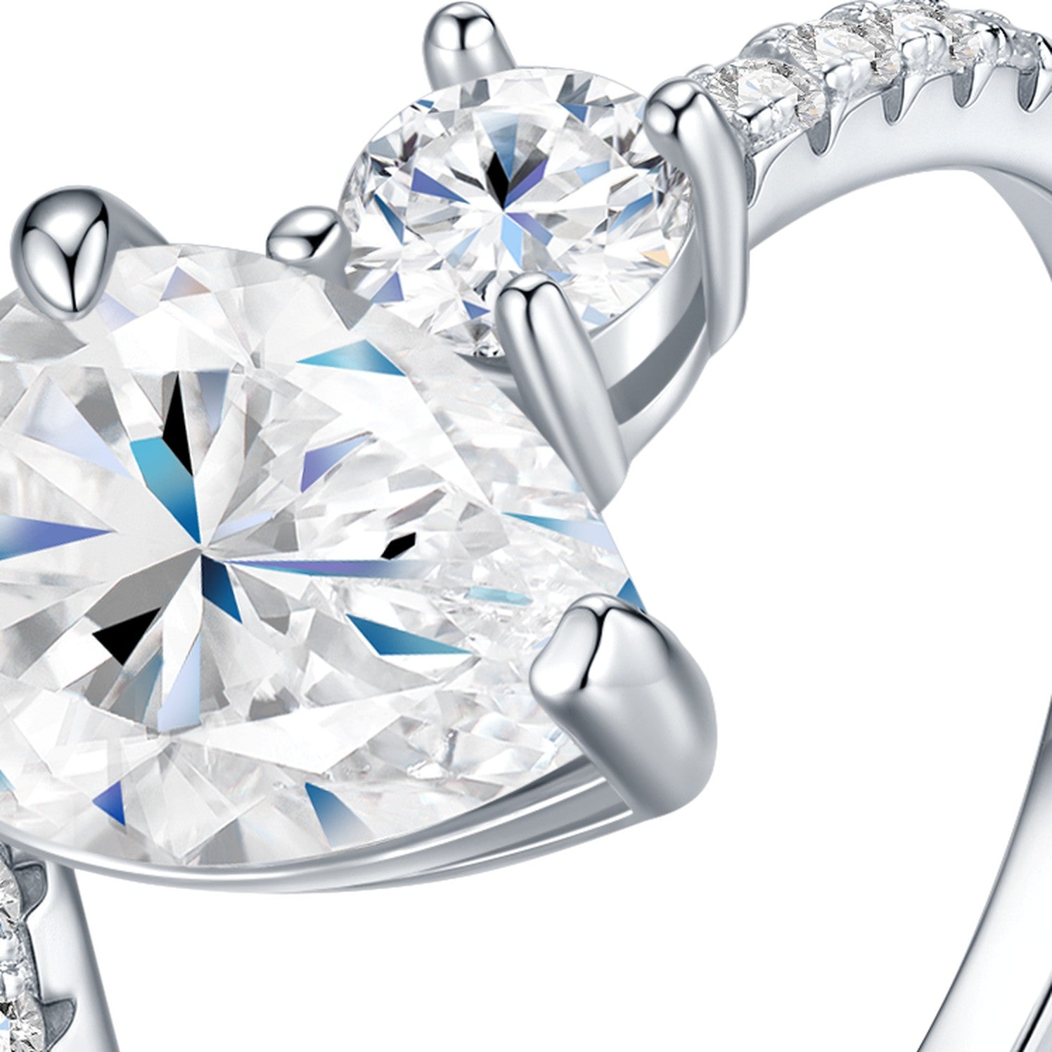 Peardash Pear-Cut Moissanite Solitaire Ring in Sterling Silver — detail