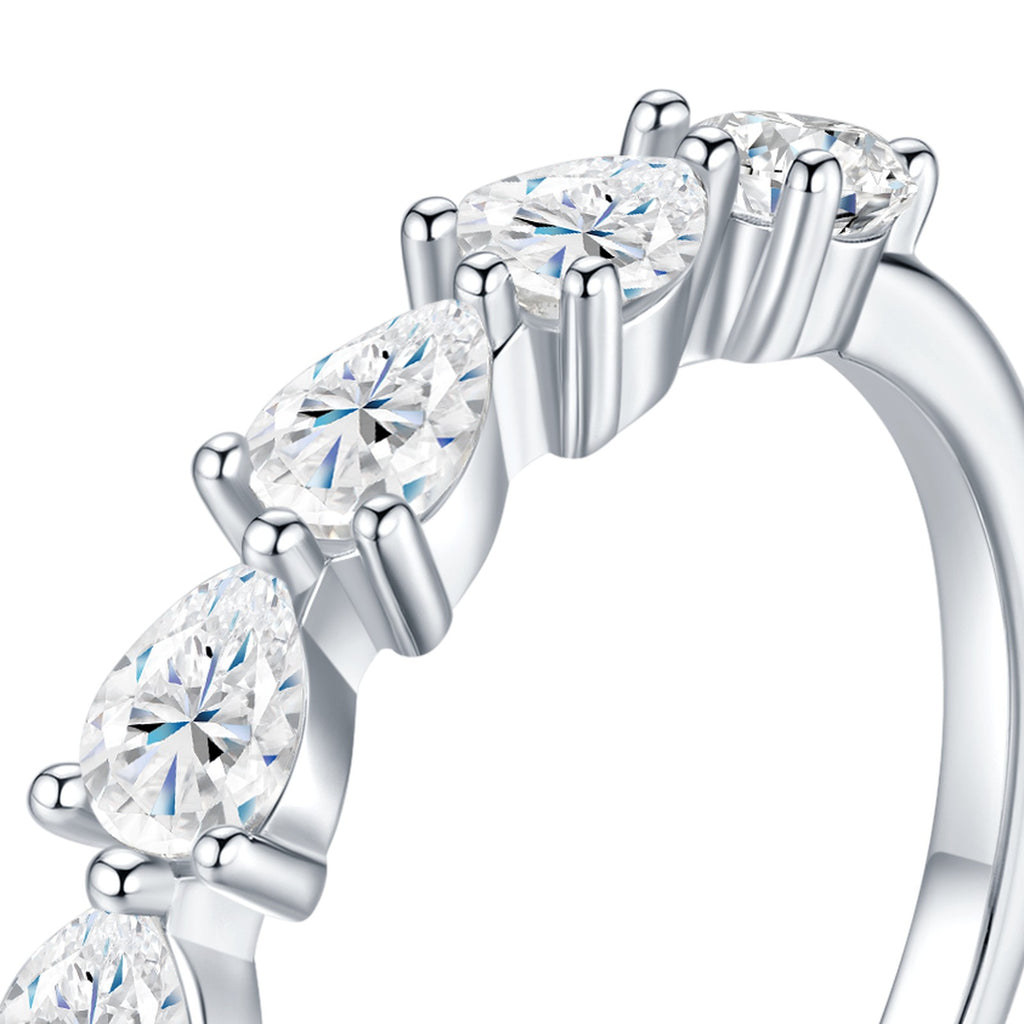 Coronetta Moissanite Band Ring in Sterling Silver — detail