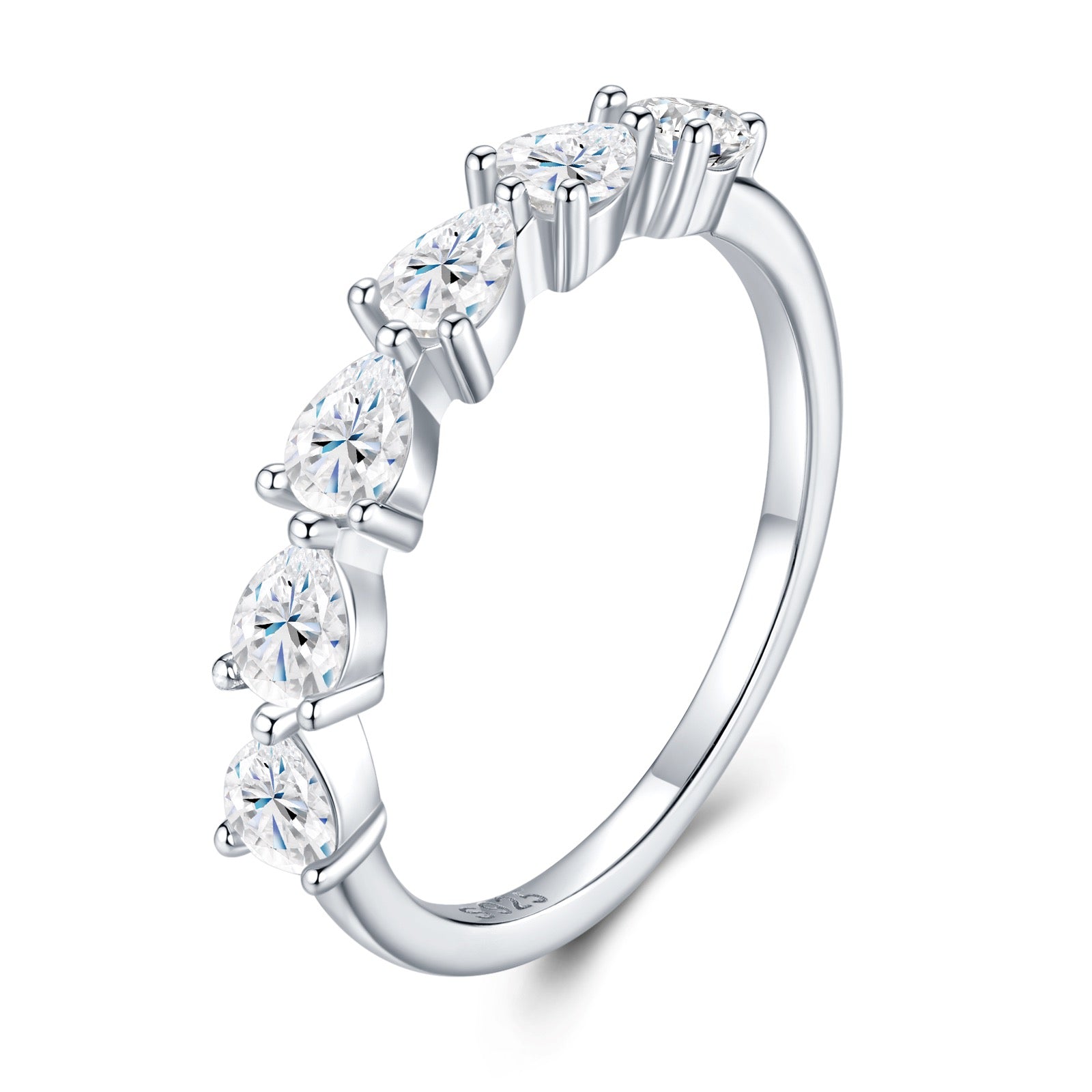 Coronetta Moissanite Band Ring in Sterling Silver