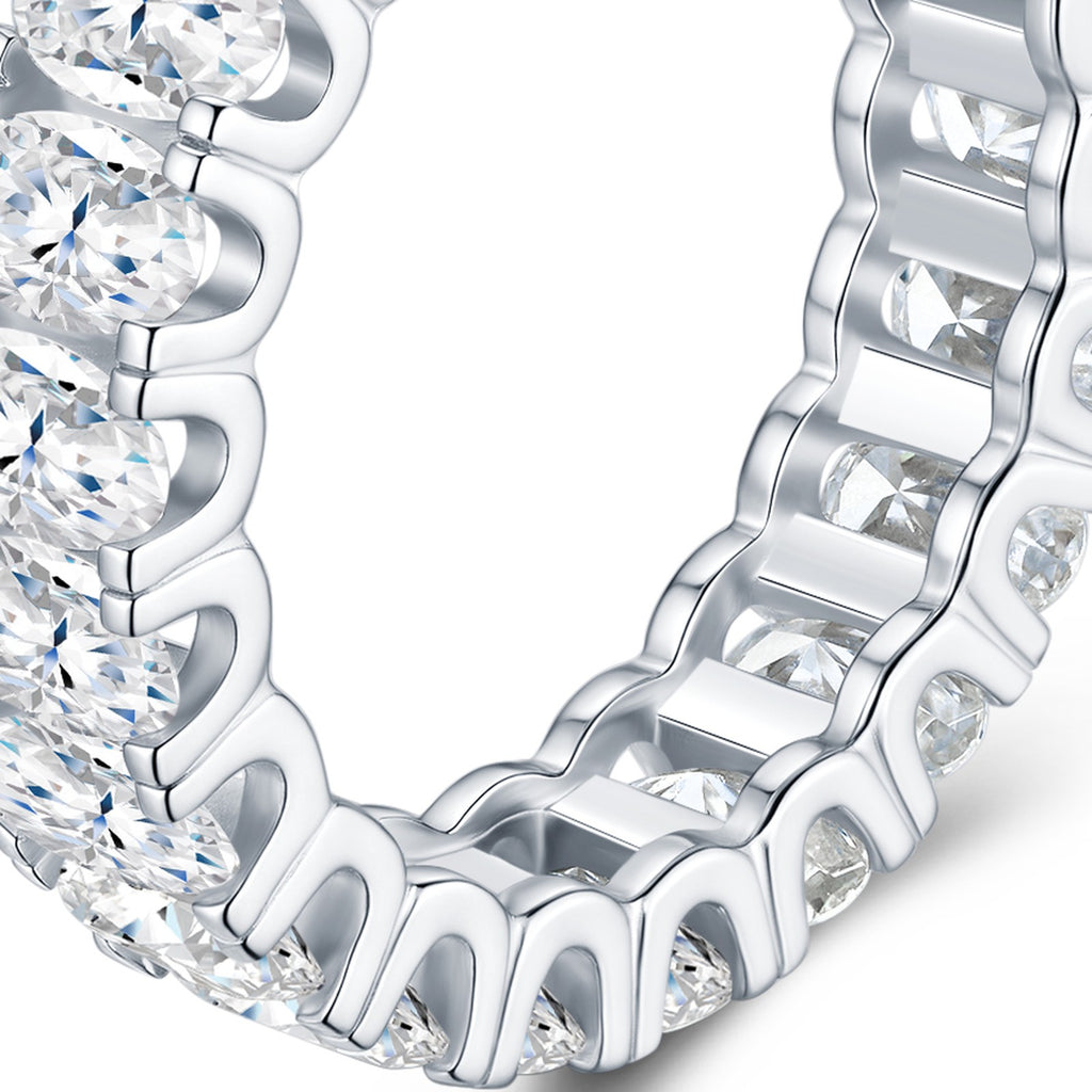 Grandioso Moissanite Eternity Band Ring in Sterling Silver — detail