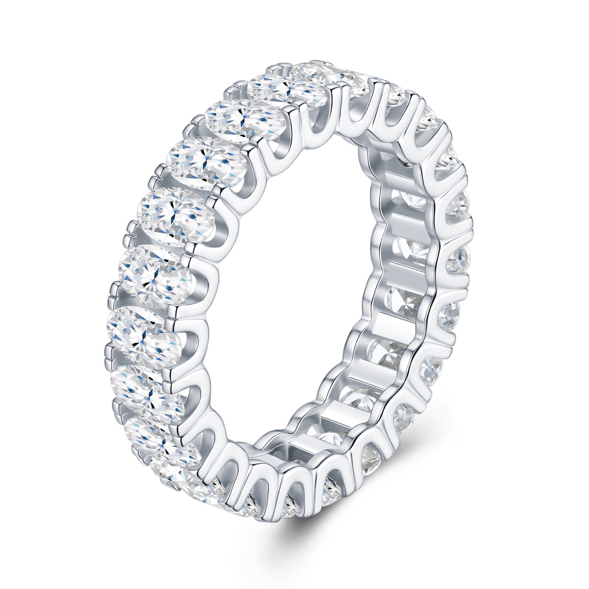 Grandioso Moissanite Eternity Band Ring in Sterling Silver