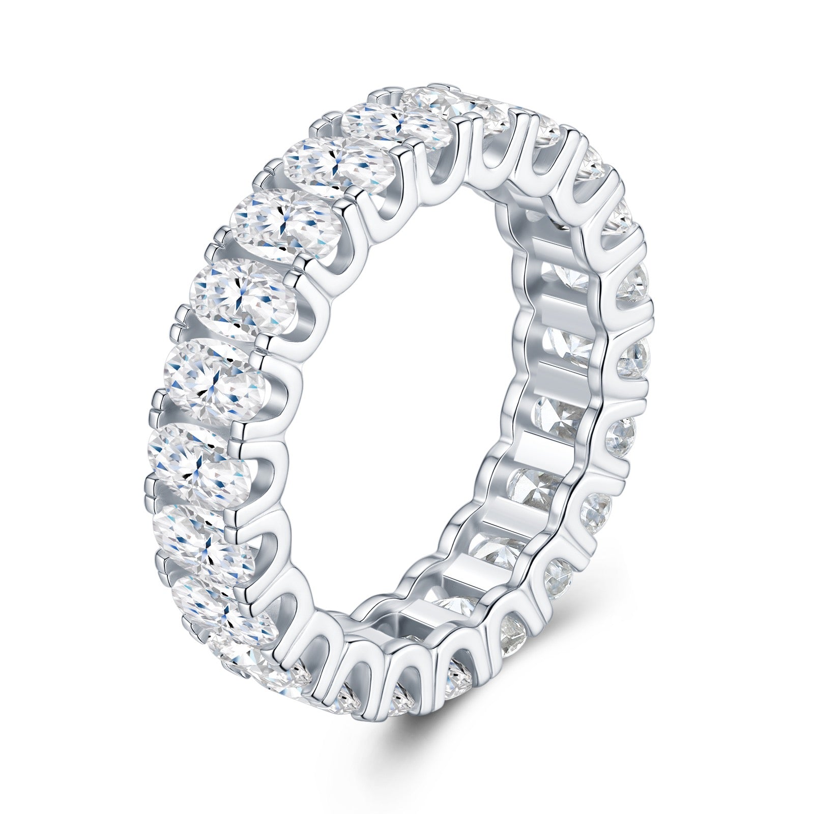 Grandioso Moissanite Eternity Band Ring in Sterling Silver