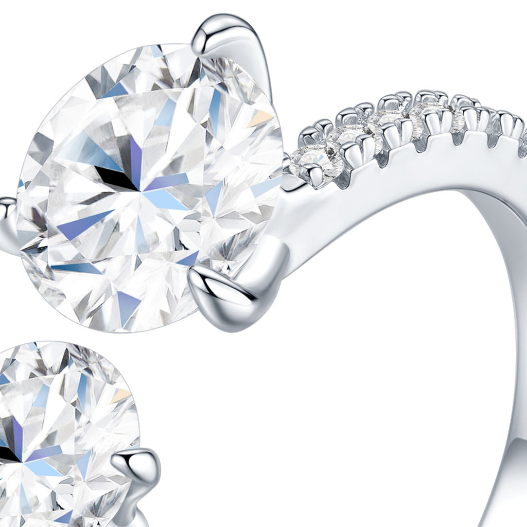 Gemella Moissanite Two-Stone Ring in Sterling Silver — detail