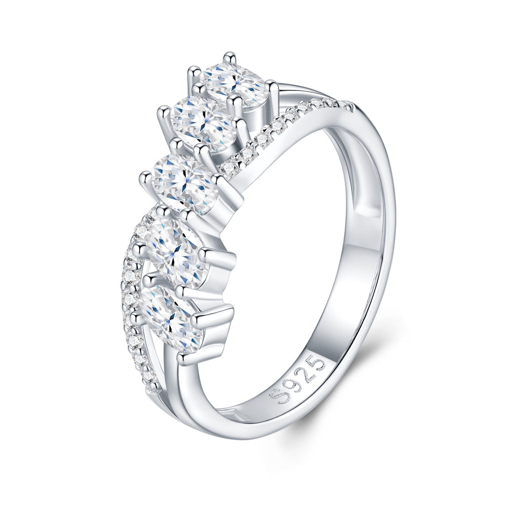 Diadema Moissanite Band Ring in Sterling Silver