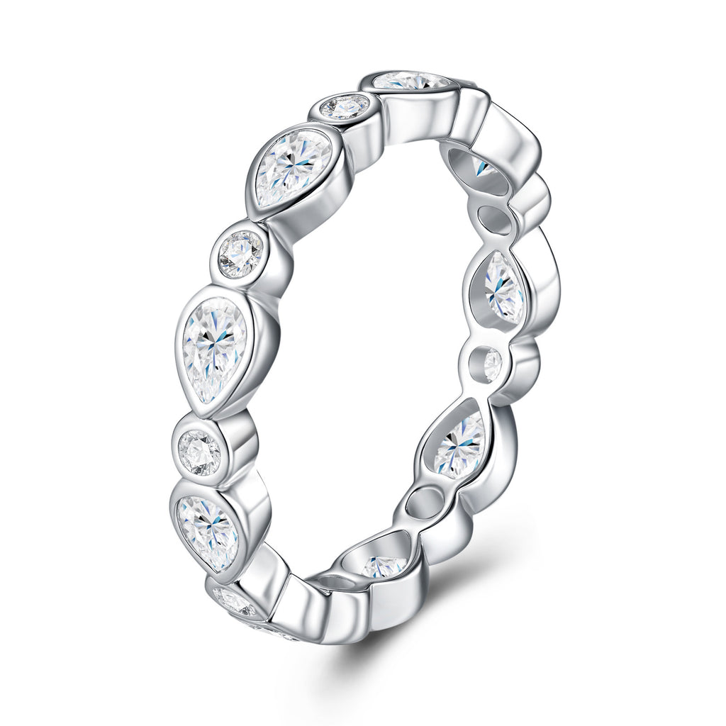 Fioretto Moissanite Cluster Ring in Sterling Silver