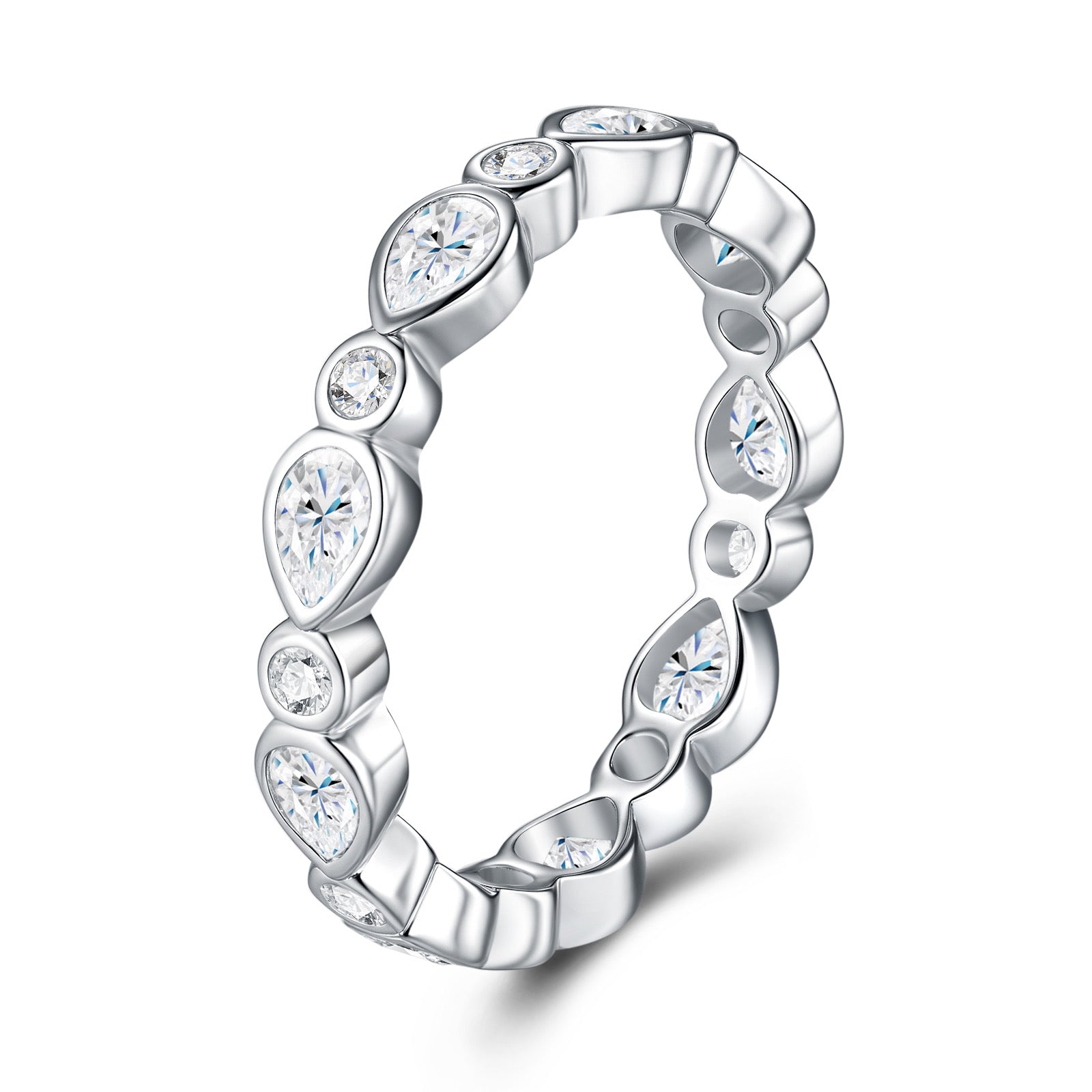 Fioretto Moissanite Cluster Ring in Sterling Silver