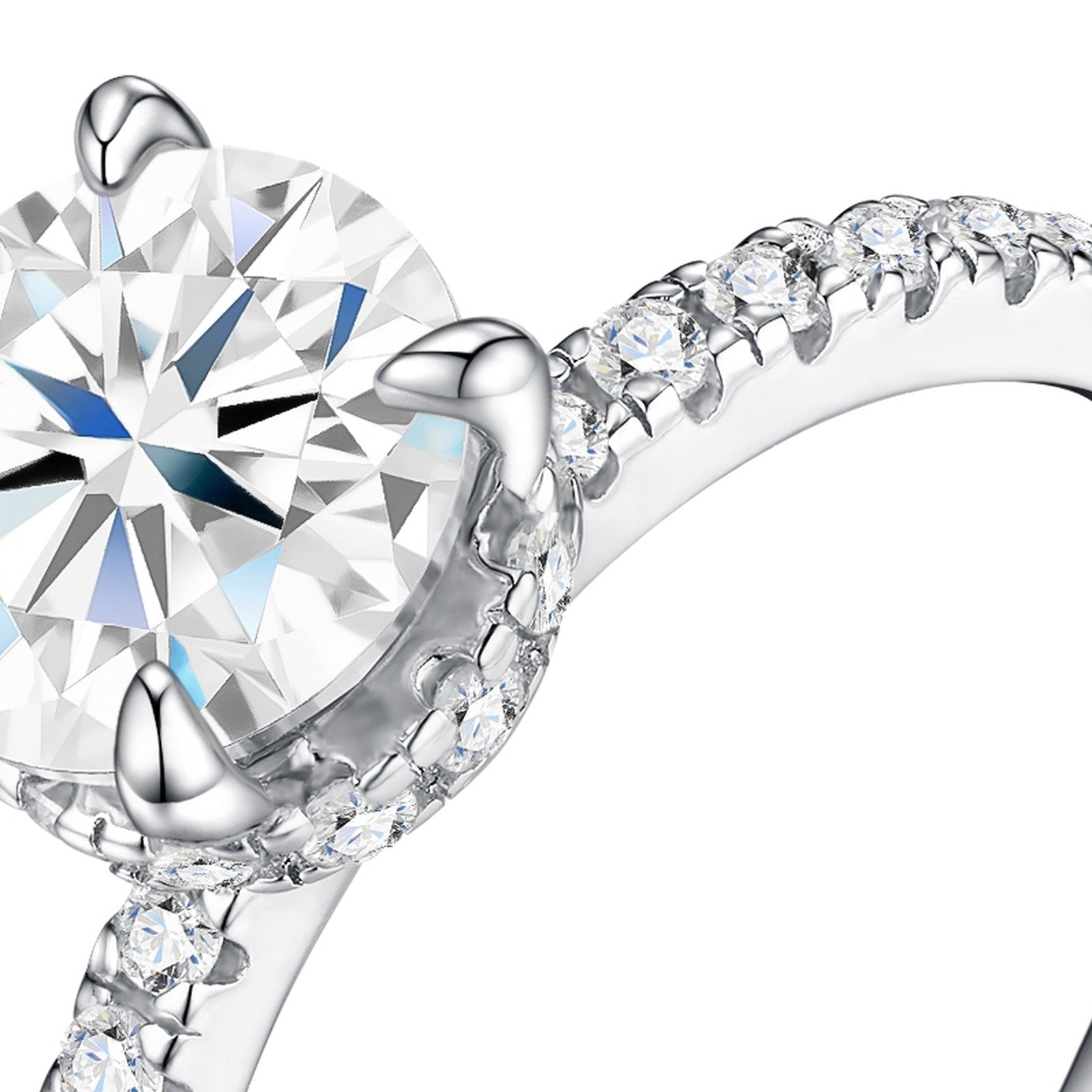 Ovalux 2 Carat Moissanite Solitaire Ring in Sterling Silver — detail