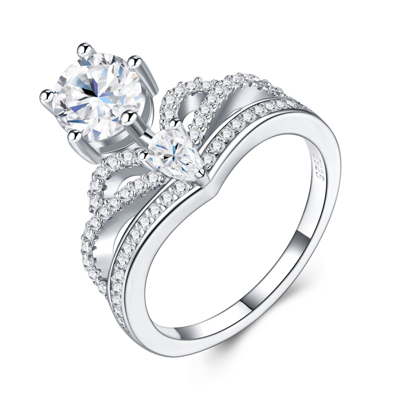 Rounddome 1 Carat Moissanite Halo Ring in Sterling Silver