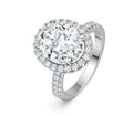 Halolux Oval-Cut Moissanite Halo Ring in Sterling Silver