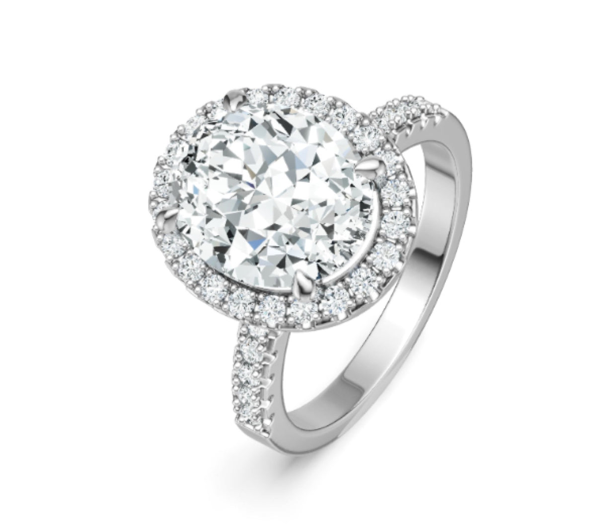Halolux 3 Carat Oval-Cut Moissanite Halo Ring in Sterling Silver