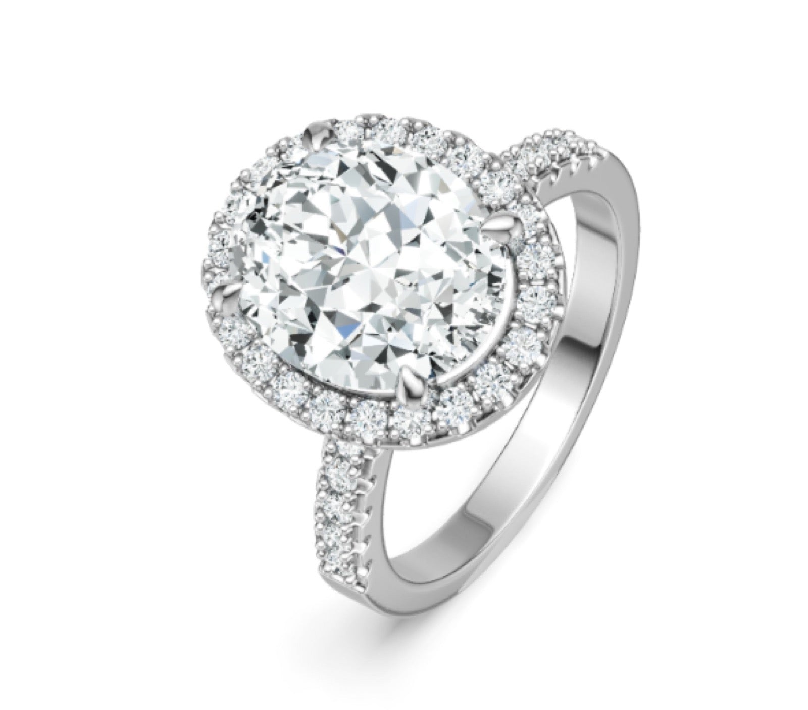 Halolux Oval-Cut Moissanite Halo Ring in Sterling Silver