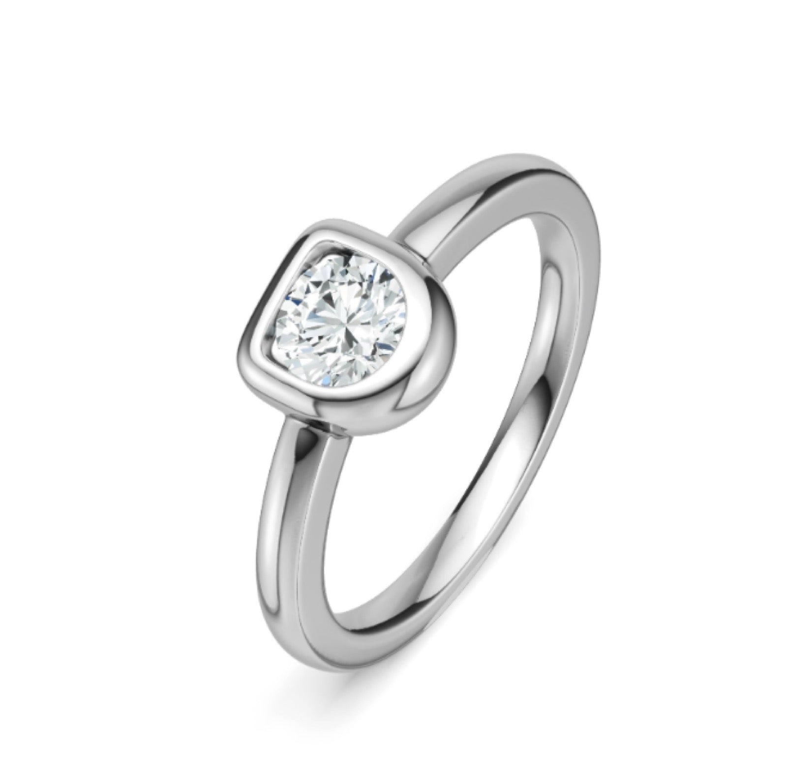 Rombetto Moissanite Solitaire Ring in Sterling Silver