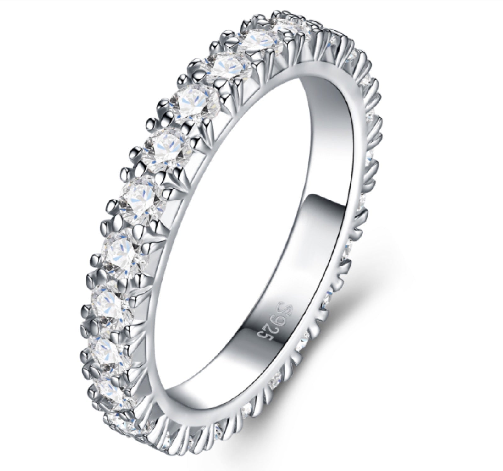 Alterno Moissanite Eternity Band Ring in Sterling Silver