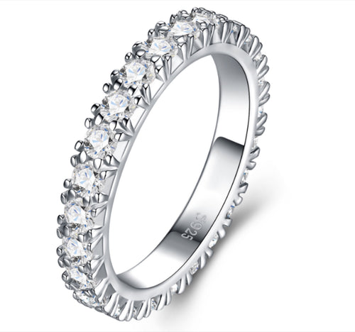 Alterno Moissanite Eternity Band Ring in Sterling Silver
