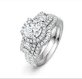 Rounddual Moissanite Bridal Set Ring in Sterling Silver