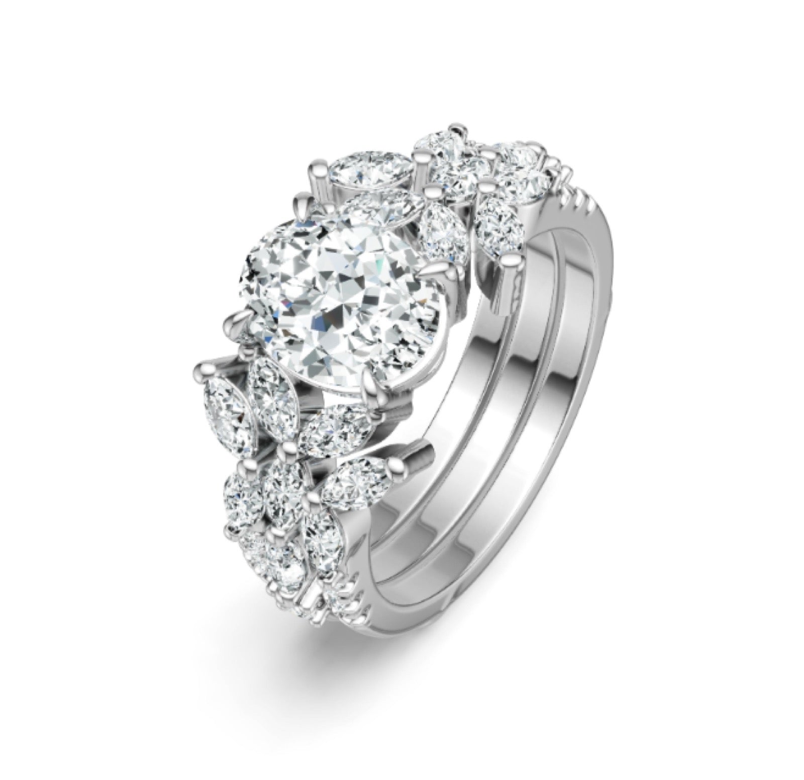 Ovalgrande Oval-Cut Moissanite Three-Stone Ring in Sterling Silver