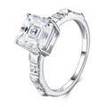 Squarelux Asscher-Cut Moissanite Three-Stone Ring in Sterling Silver