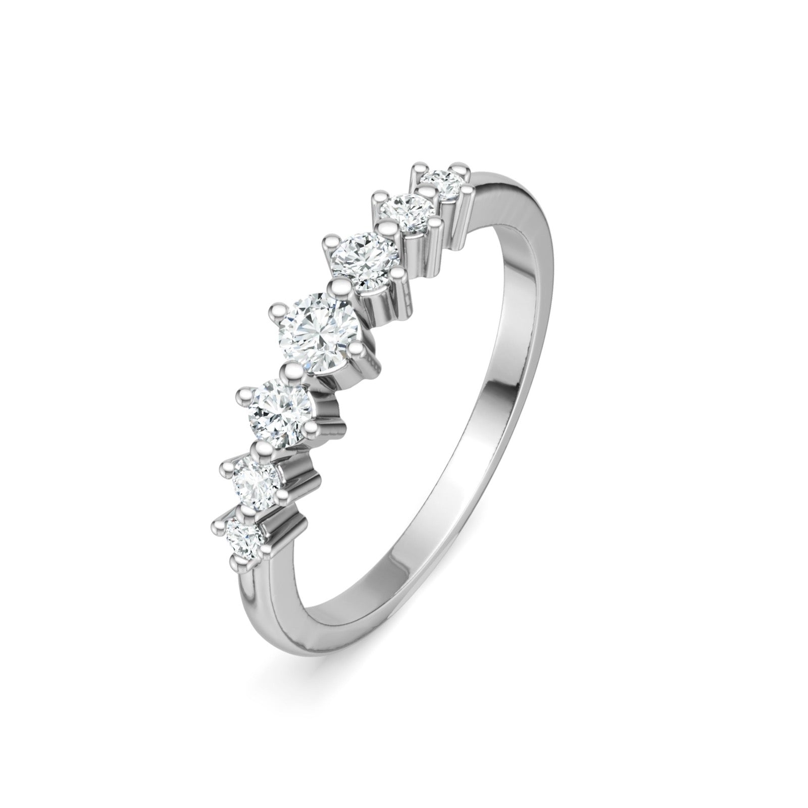 Coroncina Moissanite Band Ring in Sterling Silver