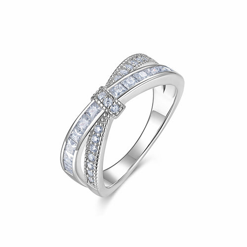 Bypass Moissanite Band Ring in Sterling Silver