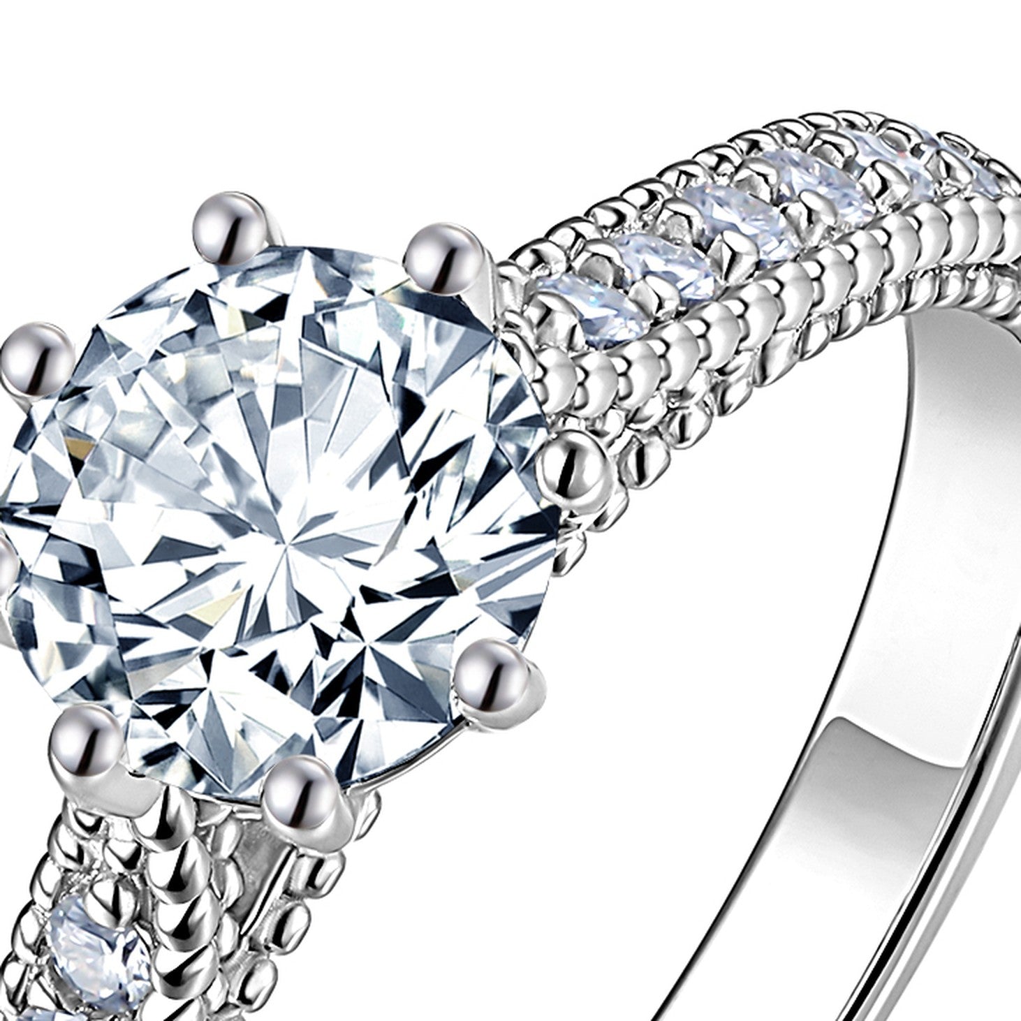 Antica 1 Carat Moissanite Solitaire Ring in Sterling Silver — detail